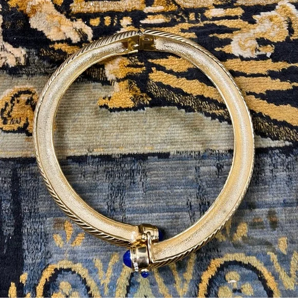 Vintage Givenchy 18k Gold Plated Torque Necklace w/ Glass Stones & Rhinestones - Picture 9 of 16